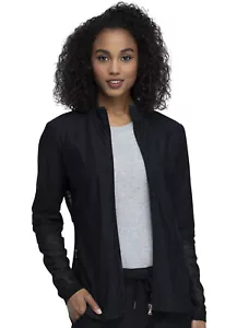 Cherokee Scrubs Zip Front Jacket Top CK390 BLK Black Free Shipping - Picture 1 of 5