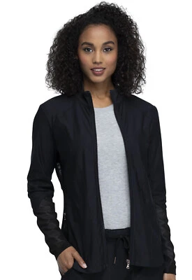 Cherokee Scrubs Zip Front Jacket Top CK390 BLK Black Free Shipping - Image 1 of 4