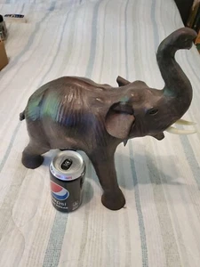 Hand Made Leather Elephant Figurine . .Trunk Up For Good Luck. Large Beautiful - Picture 1 of 8