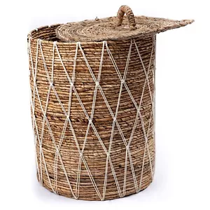Wäschekorb mit Deckel Groß Boho Wäschesammler schließbar aus Bananenfaser Soeji® - Bild 1 von 11