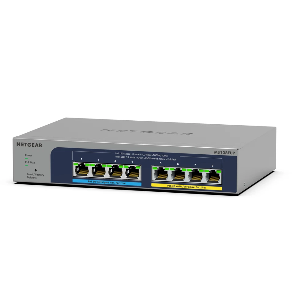 *NEW* NETGEAR MS108EUP 8-port Multi-Gig (2.5G) Ultra60 PoE Ethernet Plus Switch - Image 1 of 1