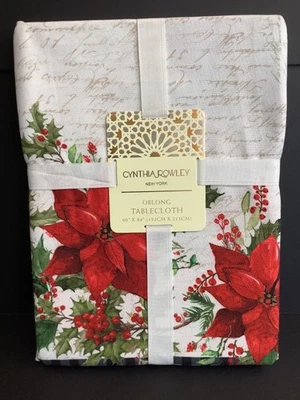 Mantel a Cuadros Cynthia Rowley Rojo Poinsettia Negro 60x84 Oblongo Navidad Foto 1 de 3