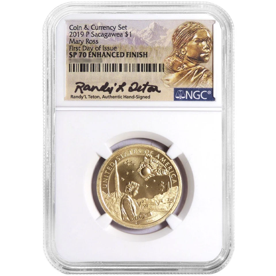 2019-P $1 Native American Mary Ross Coin NGC SP70 FDI Teton Signature Label - Image 1 of 1