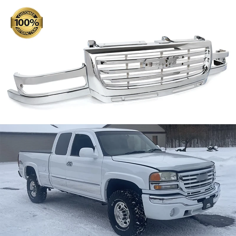 Chrome Upper Grille For 2003-2007 GMC Sierra 2500 3500 HD SL SLE SLT WT 1913079 Foto 1 de 4