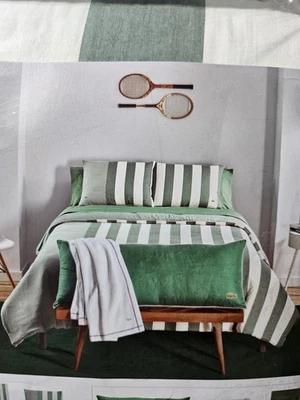 NUEVO $365 Juego de edredón Lacoste King Kenwyn Cabana verde 3 piezas ropa de cama a rayas Foto 1 de 4