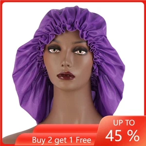 Women Muslim Elastic Large Night Sleep Caps Soft Hair Care Hats Head Wrap Cover - Picture 1 of 19