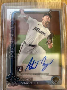 Tarjeta autógrafa Topps 2025 cromada Adam Mazur novato Miami Marlins automático radiocontrol  - Imagen 1 de 2