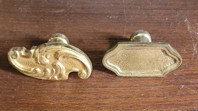 Vintage 2 Anciennes Poignées de porte  fenêtre art déco laiton marquée - Photo 1/3