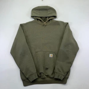 Carhartt Green Hoodie Mens Small Original Fit Distressed Faded Grunge Workwear - Picture 1 of 14