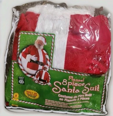 Vtg NOS Flannel Santa Suit 8pc Costume Set • Holiday Christmas Outfit - Image 1 of 4