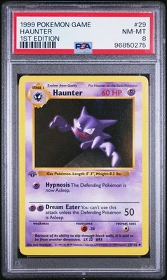 1999 POKEMON BASE SET 29 HAUNTER 1ST EDITION PSA 8 NM-MT - Image 1 of 2
