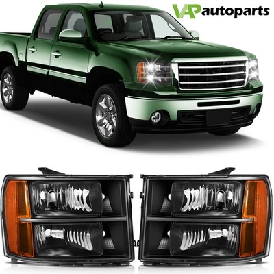 Par de montaje de faros delanteros + lado del pasajero para GMC Sierra 2007-2013 Foto 1 de 4