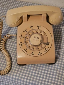 Teléfono giratorio vintage 82 Western Electric 500 DM Bell System beige amplificado - Imagen 1 de 11