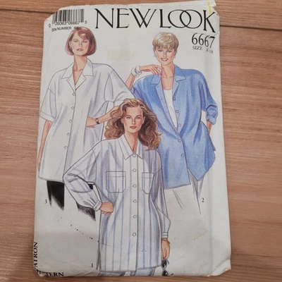 New Look Sewing Pattern no. 6667 Ladies Oversized 80s Shirt size 8-18 UNCUT - Image 1 of 4