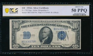 AC 1934A $10 Silver Certificate PCGS 50 PPQ Fr 1702 - Picture 1 of 2