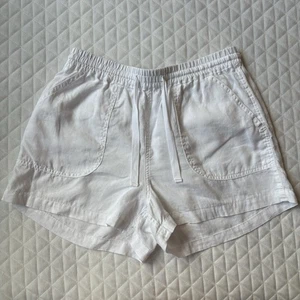Pantalones cortos Quince para mujer 100 % lino europeo blancos talla mediana ropa de resort vacaciones - Imagen 1 de 11