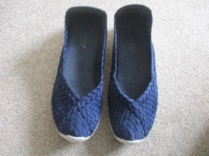 Pavers Navy Blue Stretch Woven Shoes Size UK 6 - Picture 1 of 4