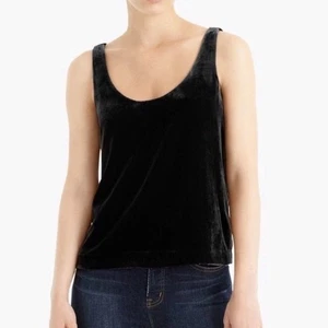 J Crew schwarzes Samt-Tanktop Damen Größe 0 ärmellos Lagenlook minimalistisch - Bild 1 von 15