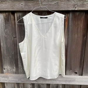 Quince Blouse Women's Size XL Stretch Silk Shirt Tank Top Ivory Lined Shell - Picture 1 of 4