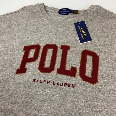 Polo Ralph Lauren Hombres XL Calce Clásico Bordado Gráfico Camiseta Gris Cuello Redondo Foto 1 de 4