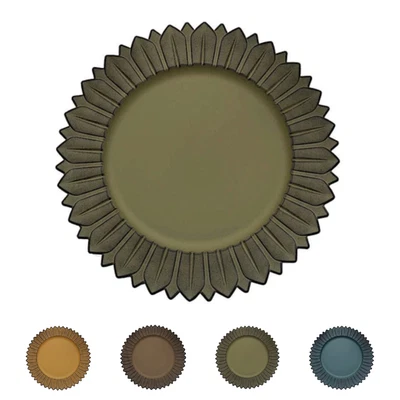 6 Matte 13" Sunflower Design Plastic Round Dinner Charger Plates Party Events - Image 1 of 2