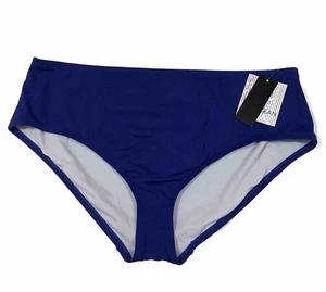 NWT 24th & Ocean Solid Mid Waist Hipster Bikini Swimsuit Bottom Sz 16W Blue - Picture 1 of 10