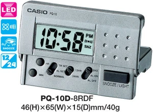 CASIO CLOCK PQ-10D-8RD PQ10 ALARM LED LIGHT 12 MONTH WARRANTY - Picture 1 of 1