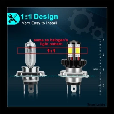 Eclairage Led 1200Lm H4 CREE 6000 K Auto Moto Quad Voiture NEUF - Photo 1/4