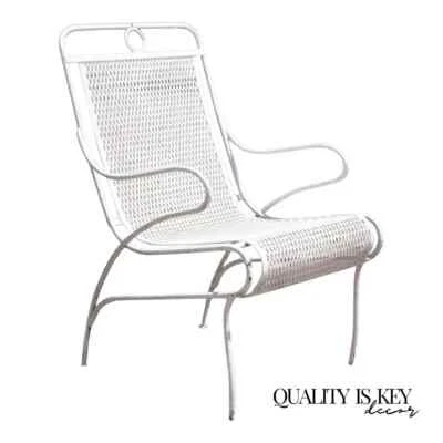 Vintage Russell Woodard Sculptura Mid Century Wrought Iron Patio Arm Chair - Image 1 of 4