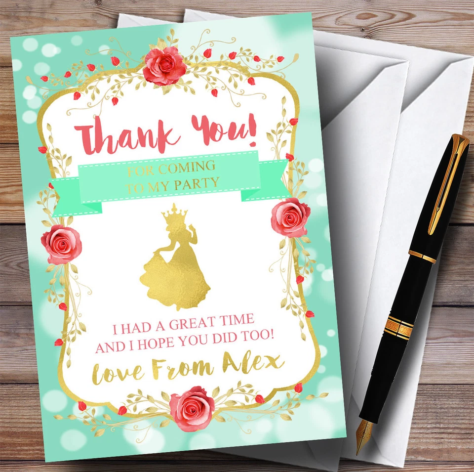 Green Princess Party Thank You Cards - Image 1 of 1