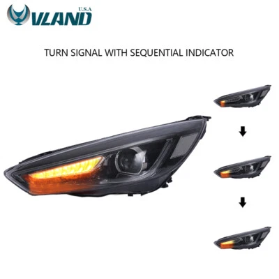 For 2015-2018 Ford Focus LED Headlights w/Demon Eyes Sequential Turn Signal Lamp - image 1 of 4