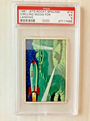 1951 Bowman Jets Rockets Spacemen Space # 14 Circle Moon For Landing PSA 5 EX - Image 1 of 2