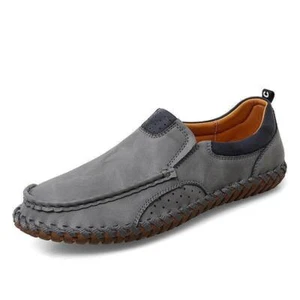 Men's Shoes Casual Work Outdoor Faux Leather Handmade Slip on Round Toe Oxfords - Picture 1 of 14