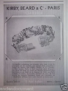 PUBLICITÉ 1942 KIRBY BEARD JOAILLIER BRACELET D'OR ROSE DIAMANTS - ADVERTISING - Picture 1 of 1