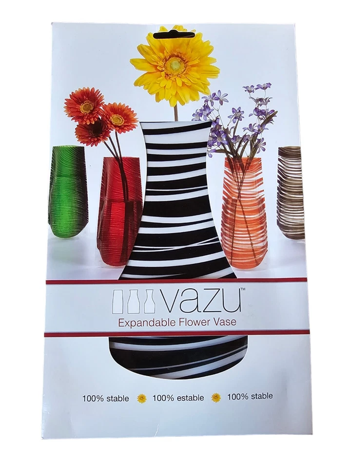 Nuevo florero expandible transparente con líneas negras a través - VAZU brillante  Foto 1 de 3