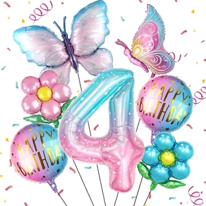 Butterfly Balloons 4Th Birthday Decorations for Girls Colorful Gradient Pink But - Picture 1 of 12