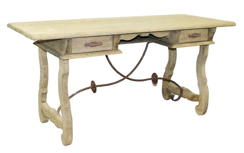 Antique Bleached French Oak Bureau Plat Writing Library Table Desk Cover