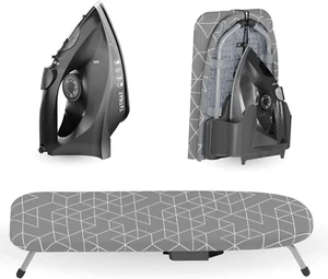 Iron and Ironing Board Set | Foldable Table Top Ironing Board W/Steam Iron | Por - Picture 1 of 8