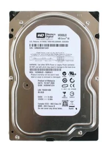 80gb hdd, wd caviar se wd800jd-55mua1, 18sep2008, dcm: hsbhntjch - Afbeelding 1 van 4