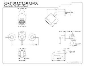 Kingston Messing KBX8138NDL 5 Zoll Länge im Wannenauslauf NuvoFusion drei Griffe... - Bild 1 von 1