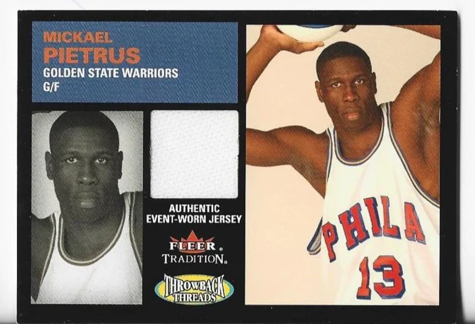 Mickael Pietrus 2003-04 Fleer Throwback Threads #TT-MP Event-Worn Jersey Card - Image 1 of 1