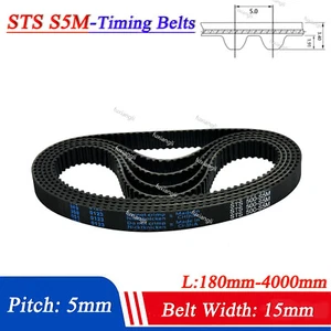 STS S5M Timing Belt 180-4000mm Pitch 5mm Close Loop Rubber Drive Belt Width 15mm - Picture 1 of 10