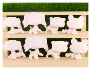 8 Stück Custom LPS weiße Basen, Eiche LPS weiße Formen LPS Frettchen hockend Katze Hund - Bild 1 von 3