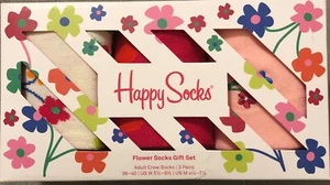 😊 HAPPY SOCKS 3 PAIR FLOWER SOCKS GIFT SET NEW SEALED BOX MSRP $38-$48 FASTSHIP - Picture 1 of 12