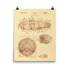 Airship 1924 Dirigible Vintage Aeronautical Patent Art Print Poster 8x10/16x20 - Picture 1 of 6