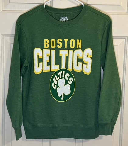Boston Celtics NBA Boys Green / Yellow Crew Neck Sweatshirt Size Large (10-12) Cover