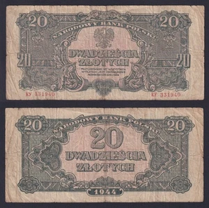 Billet De Banque Pologne 20 Zlotys 1944 P.-113a BB-/VF- - Picture 1 of 2