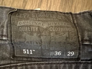 Men’s Levi’s 511 Denim Jeans-Charcoal Gray Washed, 36”x29” PO-Excellent - Picture 1 of 9