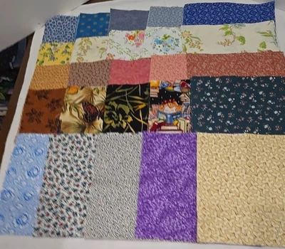 100 Pieces 8" X 8" Vintage Cotton Squares  4 Each Pattern  Multiple Colors Sew - Image 1 of 4