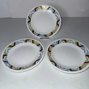 Set 3 Corelle Bread/Butter Plates 6 3/4 in Geometric Squared Pattern 2007-2015 - Picture 1 of 4